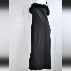Jazz II Black Marabou Floor Length Dress Size 14